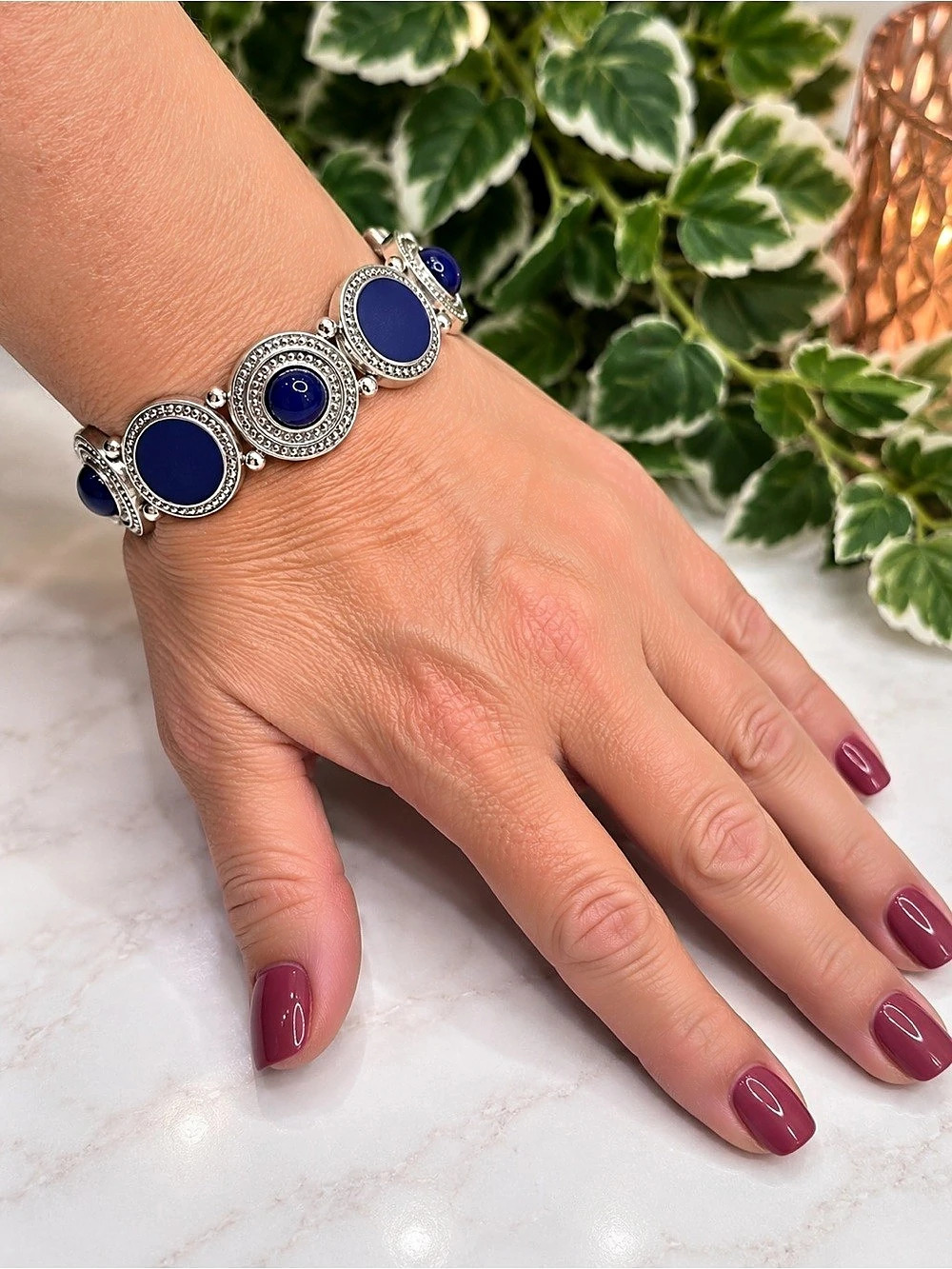 Lydell NYC Blue & Silver Statement Bracelet – BN7/po